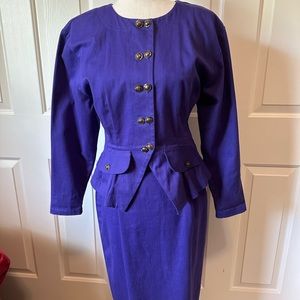 Peplum Jacket and skirt suit set | size: 4 | Color: purple